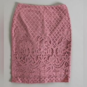 NWT LOFT Pink Lace Pencil Skirt